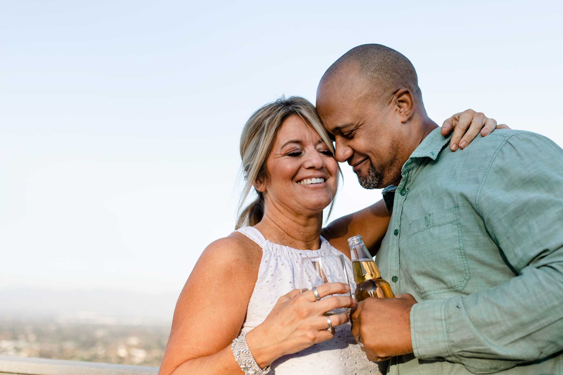 Couple smiling together